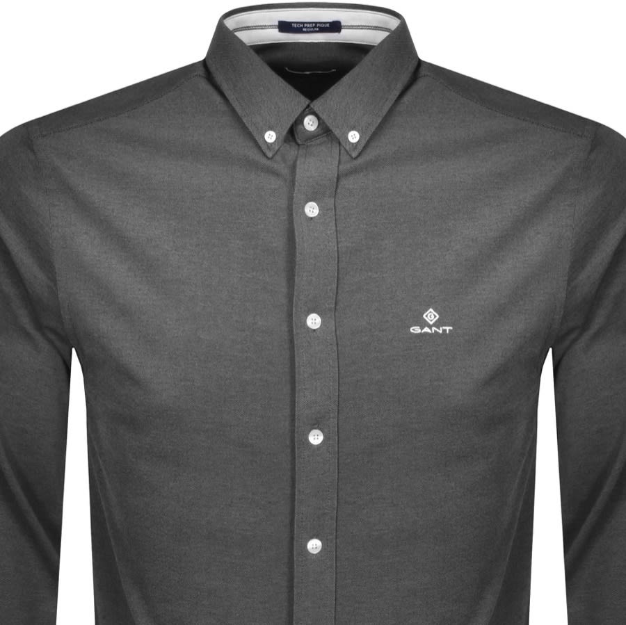 Alternative Image for ProductGant Pique Long Sleeved Shirt Black2